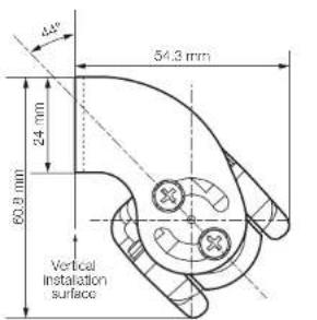 45° 54.3 mm 24 mm 60.8 mm Vertical Installation surface