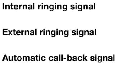 Internal ringing signal External ringing signal Automatic call-back signal