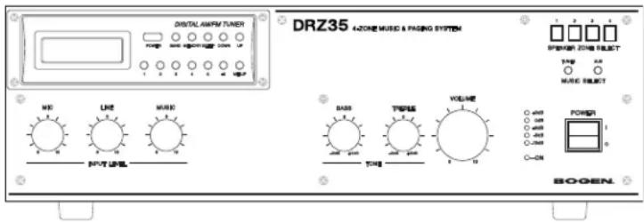 DRZ35 4-JONE MUSIC & PAGING SYSTEM M10 LND M20 R/POT译码 BASS 下部插 VOLUME ON POWER BOOEN.