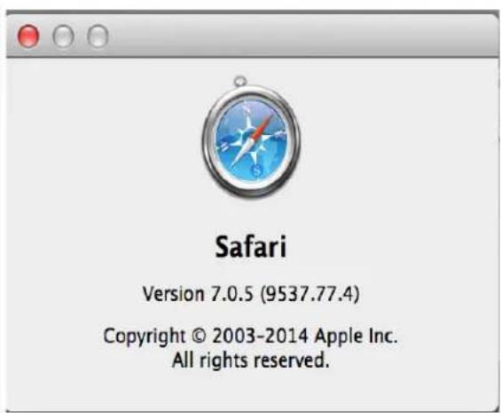 Safari Version 7.0.5 (9537.77.4) Copyright © 2003-2014 Apple Inc. All rights reserved.