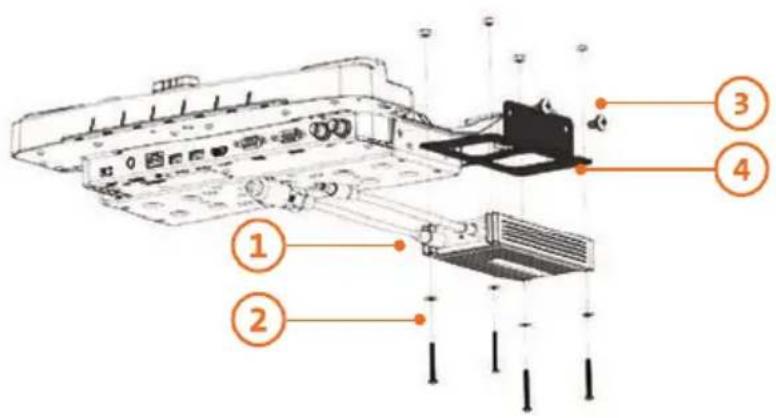 Technical diagram of a device with numbered components, likely an electronic or mechanical assembly.