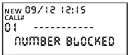 NEW 09/12 12:15 CALL# 01 ---- NUMBER BLOCKED
