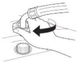 Hand holding a pipe with a black arrow indicating clockwise motion (no text or symbols)