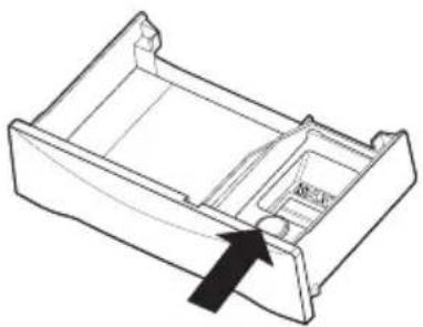 Line drawing of a plastic tray or casing with an arrow pointing to the interior (no text or symbols)