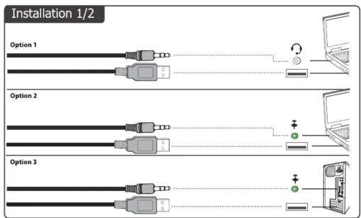 Installation 1/2 Option 1 Option 2 Option 3