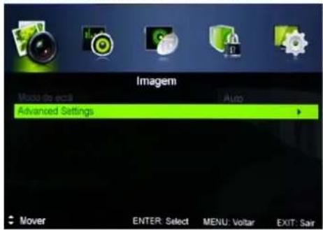 Imagem Modulo de acu Auto Advanced Settings Mover ENTER: Select MENU: Voltar EXIT: Sair