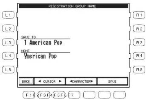 REGISTRATION GROUP NAME L1 R1 L2 R2 SWE TO 1 American Pop R3 L3 R4 L4 American Pop R5 L5 BACK CURSOR CHARACTER SAVE F 1 F 2 F 3 F 4 F 5 F 6 F 7
