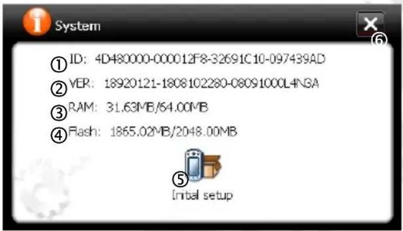 ID: 4D480000-000012F8-32691C10-097439AD VER: 18920121-1808102280-08091000L4N3A RAM: 31.63MB/64.00MB Flash: 1865.02MB/2048.00MB ⑤ Initial setup
