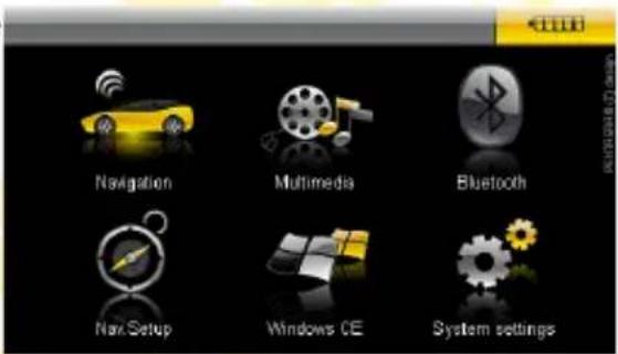 Navigation Multimedia Bluetooth New Setup Windows CE System settings