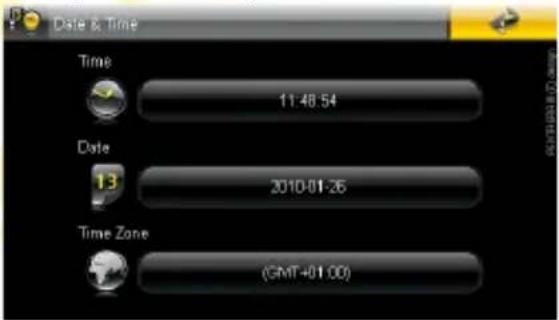Date & Time Time 11:48:54 Date 13 2010-01-26 Time Zone (GMT+01.00)