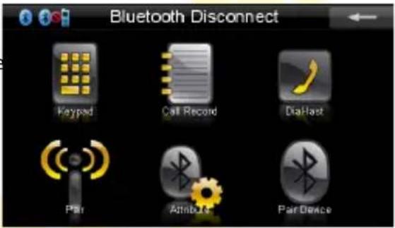 Bluetooth Disconnect Keypad Call Record Dial-Mart Pair Attributes Pair Device
