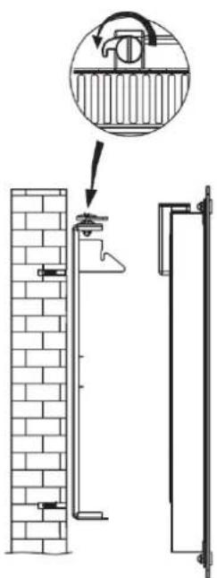 Diagram illustrating a mechanical or electrical assembly with a valve mechanism and a brick wall structure, including an inset showing the lever mechanism.