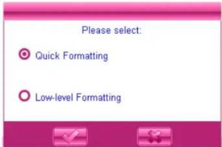 Please select: Quick Formatting Low-level Formatting