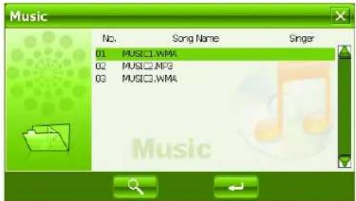 Music No. Song Name Singer 01 MUSIC1.WMA 02 MUSIC2.MFG 03 MUSIC3.WMA