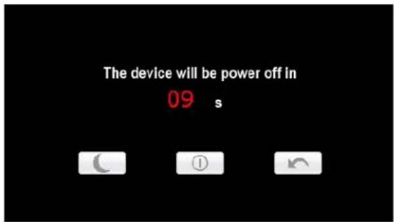 The device will be power off in 09 s