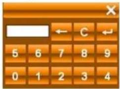 Digital calculator interface with numeric keypad and left/cancel buttons