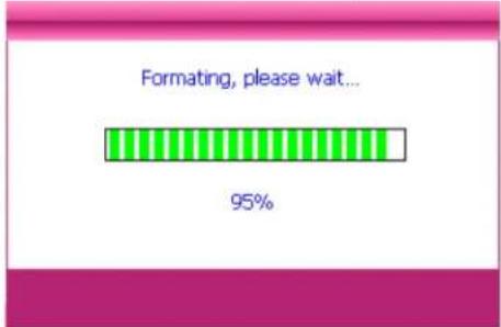 Formating, please wait... 95%