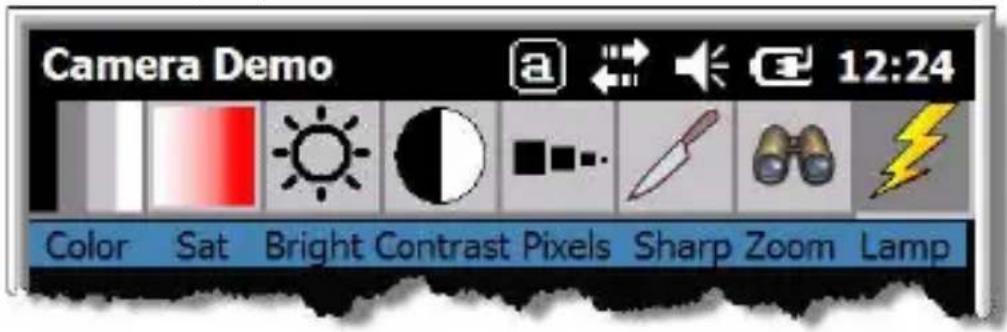 Camera Demo a 12:24 Color Sat Bright Contrast Pixels Sharp Zoom Lamp
