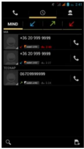 MIND MA +36 20 999 9999 ✓ HARELLA du: 2:48 +36 20 999 9999 ✓ HARELLA du: 2:37 TEDNAP 06709999999 ✓ HARELLA du: 1:24
