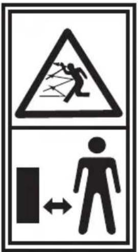 Traffic warning sign indicating a person breaking through a barrier with a triangular symbol and bidirectional arrow