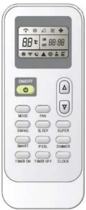 ON/OFF MODE FAN SWING SLEEP SUPER SMART IFEEL DIMMER TIMER ON TIMER OFF CLOCK