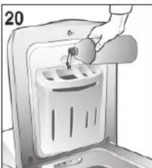 Illustration of a hand inserting a small object into a trash bin (no text or symbols visible)