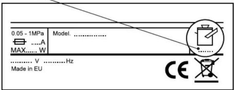 0.05 - 1MPa MAX.....A W Model. ...... V ....Hz Made in EU CE