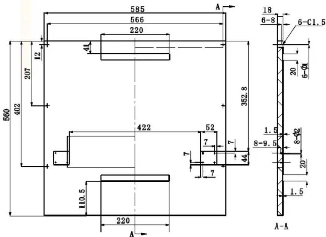 585 566 220 41 12 207 560 402 352.8 422 52 7 7 7 44 110.5 220 A 18 6-8 6-C1.5 20 6-φ1 1.5 8-9.5 8-φ2 20 1.5 A-A