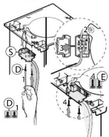 Diagram showing electrical wiring connections with labeled components and numbered parts