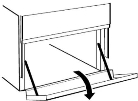 Pure mechanical diagram showing a lever mechanism with arrows indicating motion (no text or symbols)
