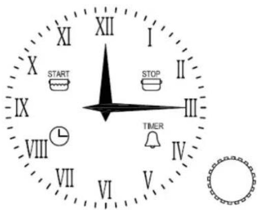 XI X START IX VIII VII XII I STOP II III IV V TIMER