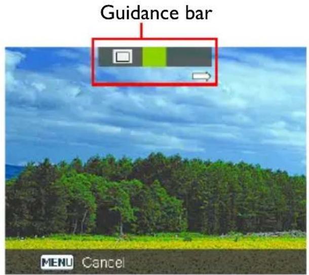 Guidance bar MENU Cancel