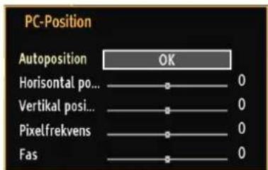 PC-Position Autoposition OK Horizontal po... 0 Vertical posi... 0 Pixelfrekvens 0 Fas 0