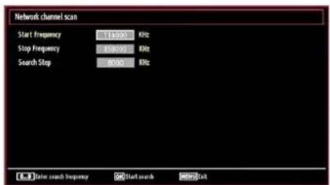 Network channel scan Start Frequency 114.000 kHz Stop Frequency 819.000 kHz Search Stop 80.000 kHz
