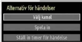 Alternativ för händelser Välj kanal Spela in Ställ in timer för händelse