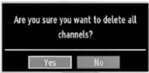 Are you sure you want to delete all channels? Yes No