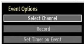 Event Options Select Channel Record Set Timer on Event