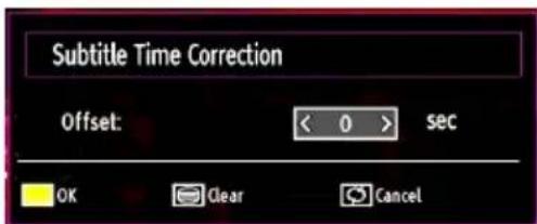 Subtitle Time Correction Offset: < 0 > sec OK Clear Cancel