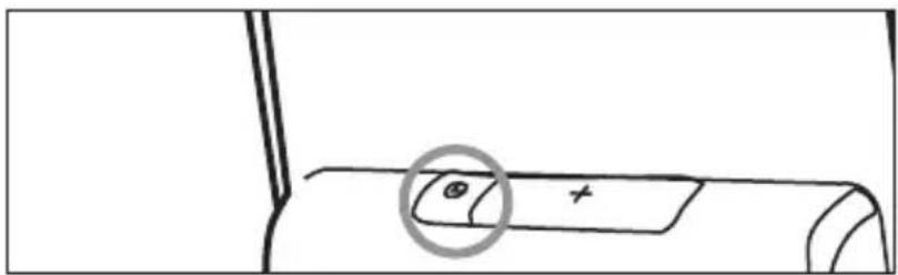 Diagram showing a device with a labeled pad or button, marked with a circled number ① and a plus sign.