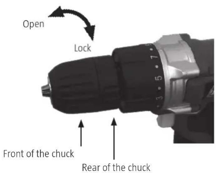 Open Lock Front of the chuck Rear of the chuck