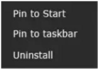 Pin to Start Pin to taskbar Uninstall