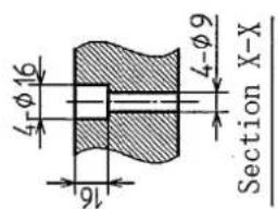4-φ16 16 4-φ9 Section X-X