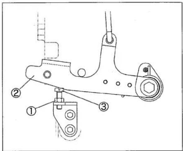 Technical diagram of a mechanical linkage assembly with numbered components
