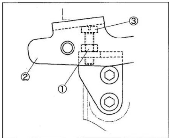 Technical diagram of a mechanical component with numbered parts and alignment indicators