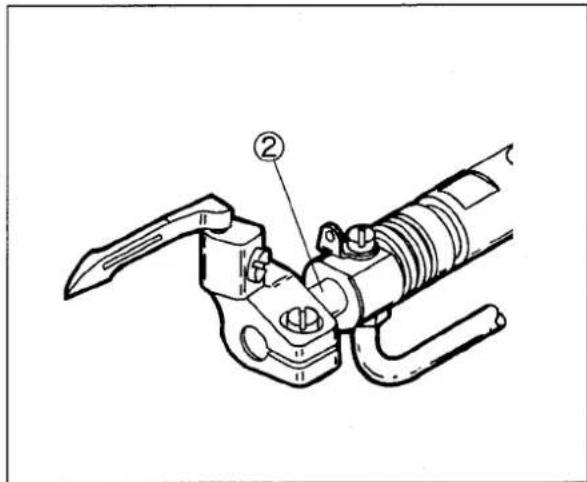 Technical diagram of a mechanical clamp or tool with labeled component ②