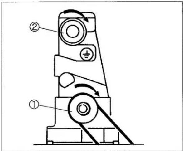Technical diagram of a mechanical device with labeled components and directional arrows indicating motion or movement.