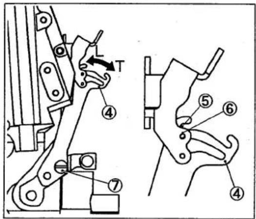 Technical diagram showing mechanical assembly with numbered components and a labeled arrow indicating direction