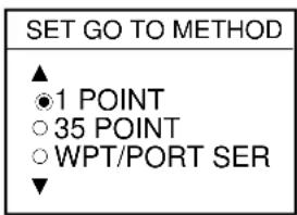 SET GO TO METHOD ▲ ●1 POINT ○35 POINT ○WPT/PORT SER ▼