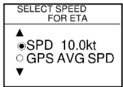 SELECT SPEED FOR ETA ▲ ●SPD 10.0kt ○GPS AVG SPD ▼