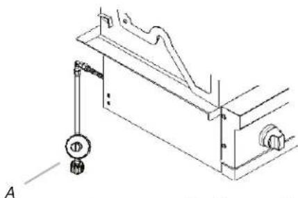Technical line drawing of a mechanical assembly with a hanging component and mounting bracket (no text or symbols)
